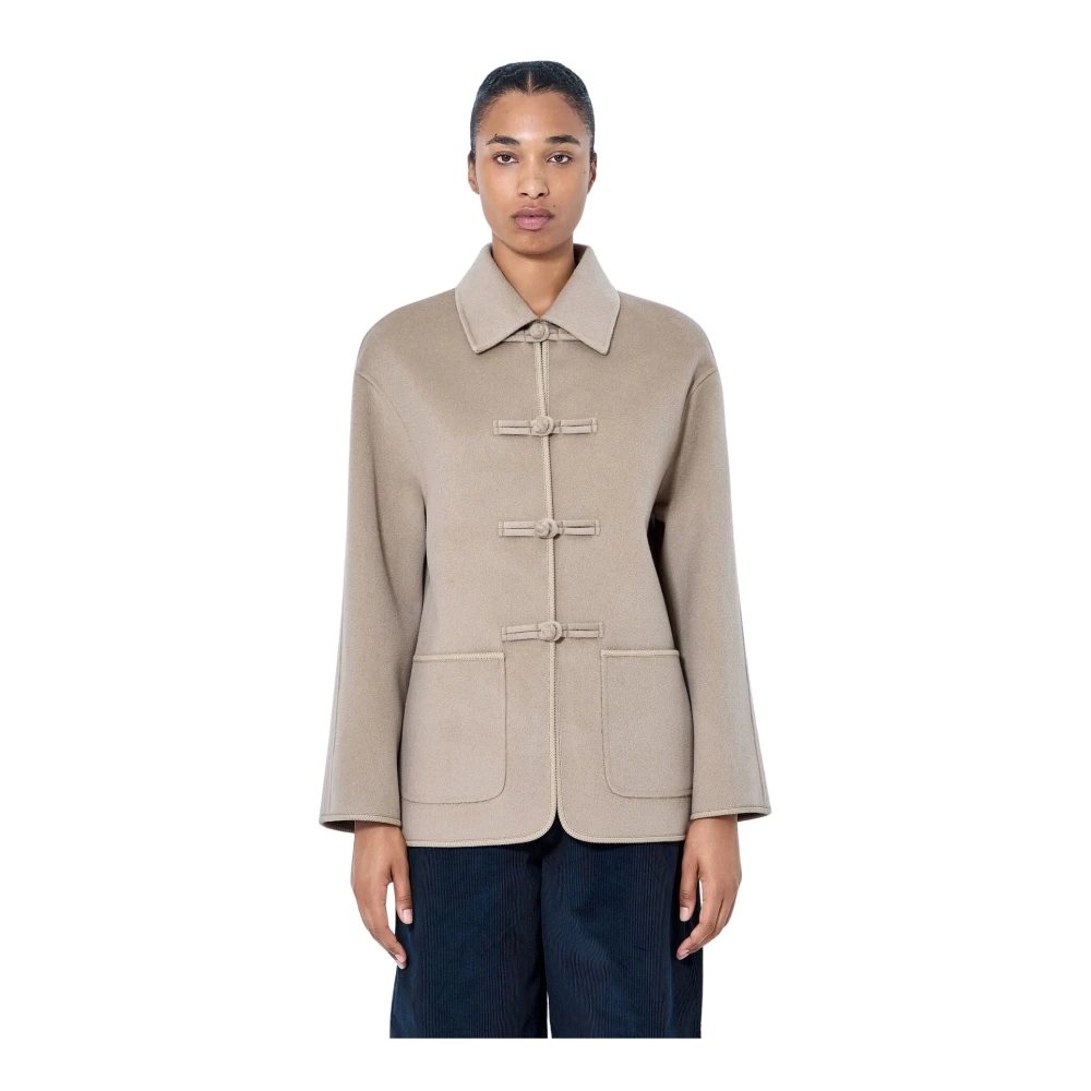 Róhe , Light Jackets, Female, Beige, Xs, Double-Faced Wool Pankou Closure Jacket