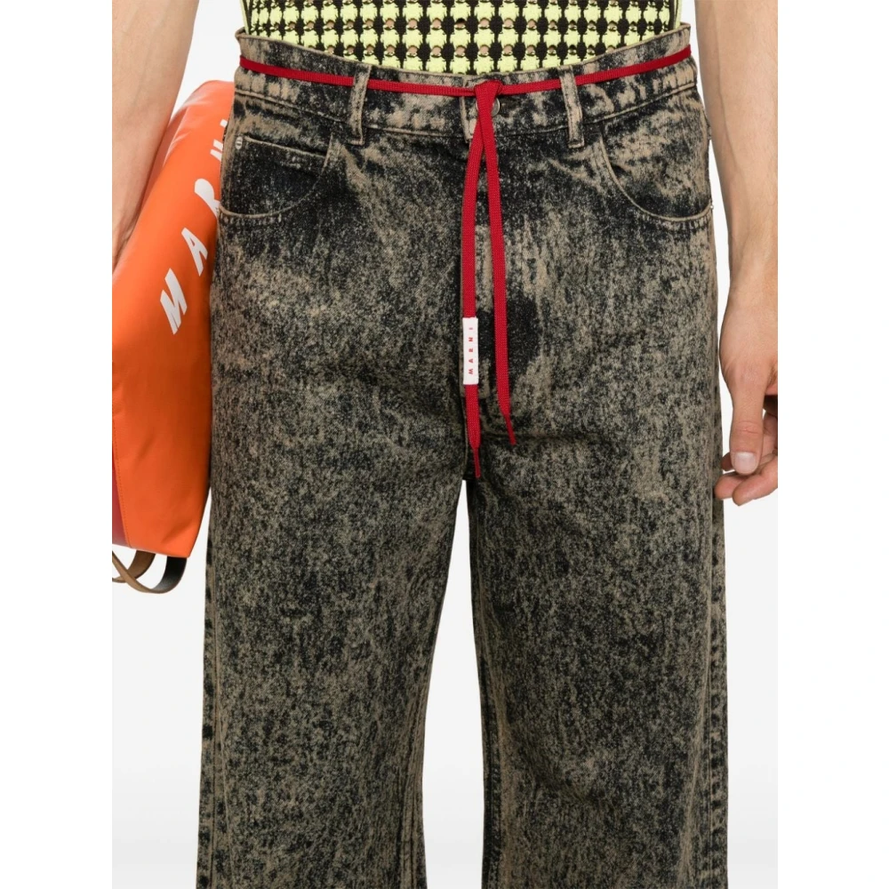 Marni Gemarmerde Flared Jeans Brown Heren