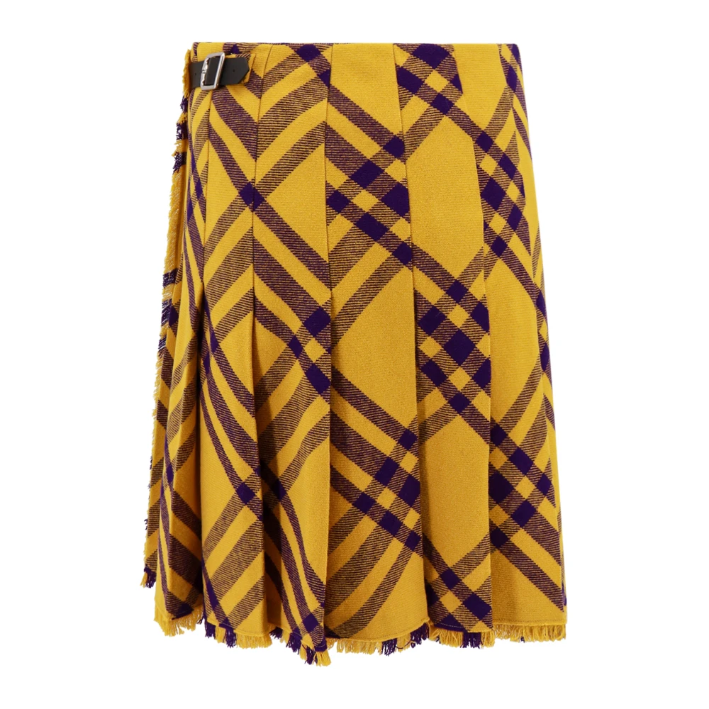 Burberry Gele Wollen Rok met Omslag Sluiting Yellow Dames