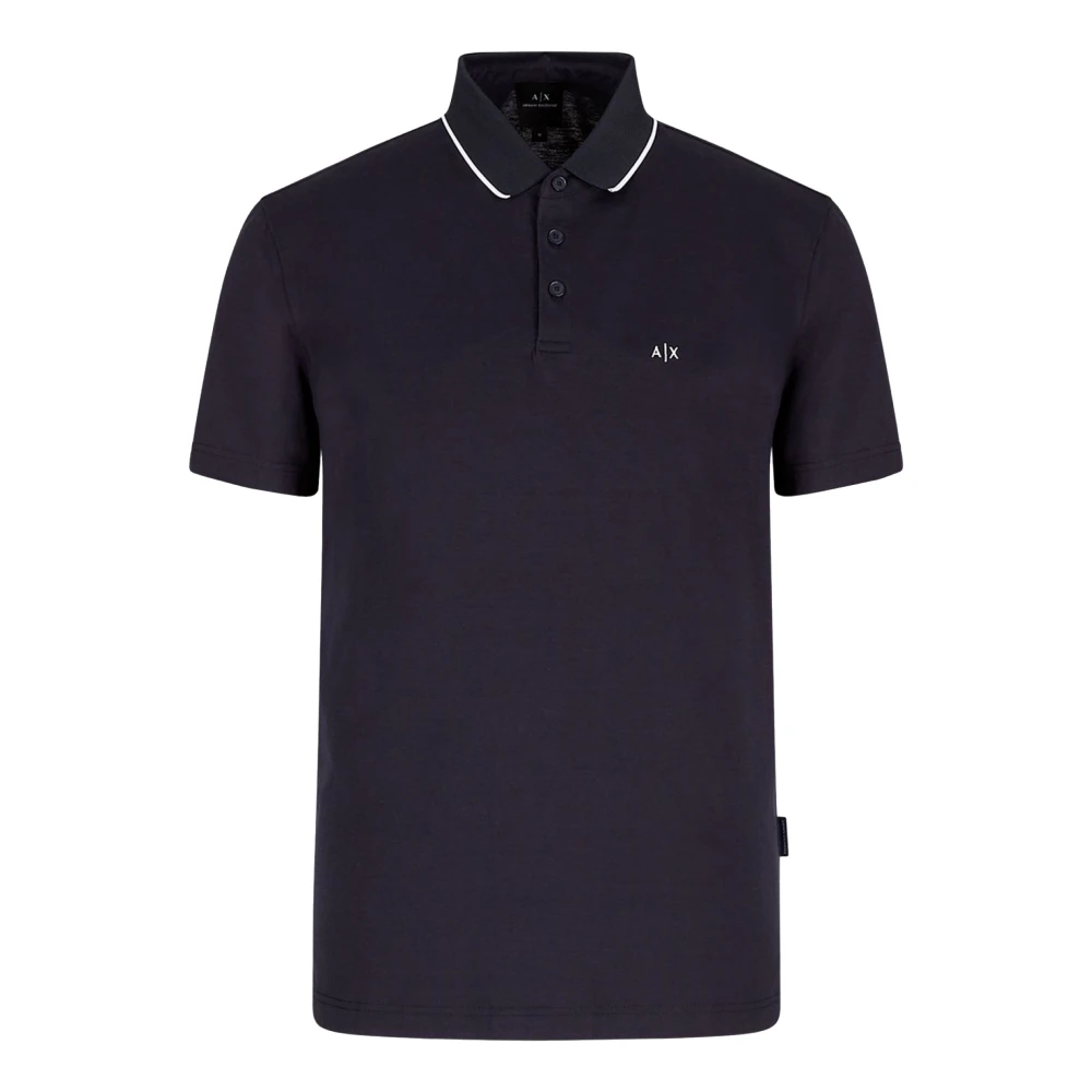 Armani Exchange Blauwe Polo Korte Mouw Logo 100% Katoen Blue Heren