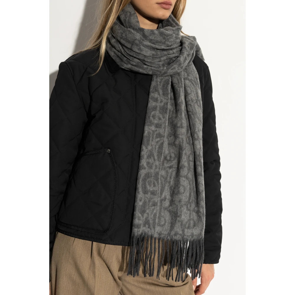 Burberry Kasjmier sjaal met franjes Gray Unisex