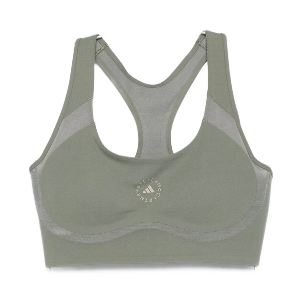 Adidas By Stella Mccartney Women's Green Gym Bra Logo Underwear