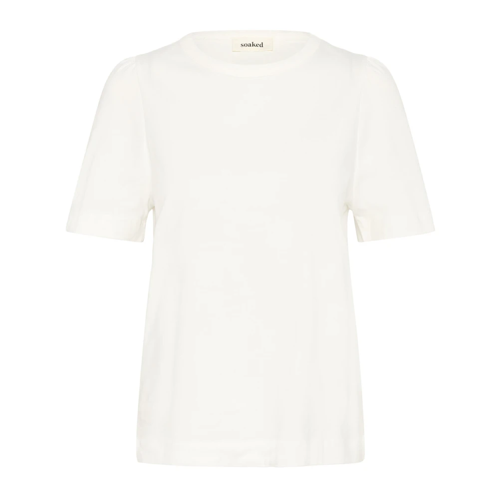 Soaked In Luxury Women's White T-Shirts,, Puff Tee Top In Broken Small