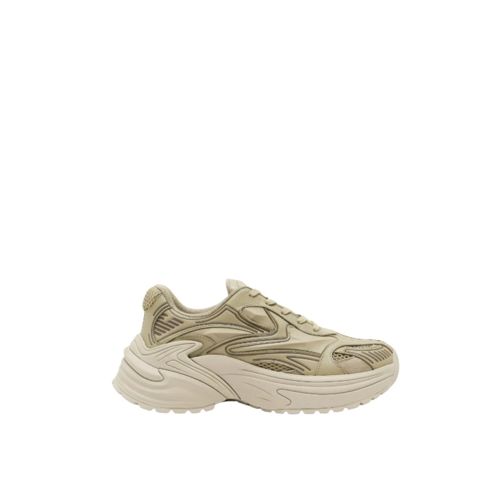 Emporio Armani Men's Beige Sneakers, 8 1/2 Uk, Suede And Mesh Trainers