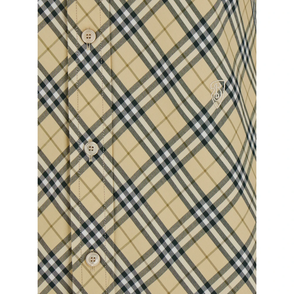 Burberry Check Motief Oversized Beige Shirt Beige Dames