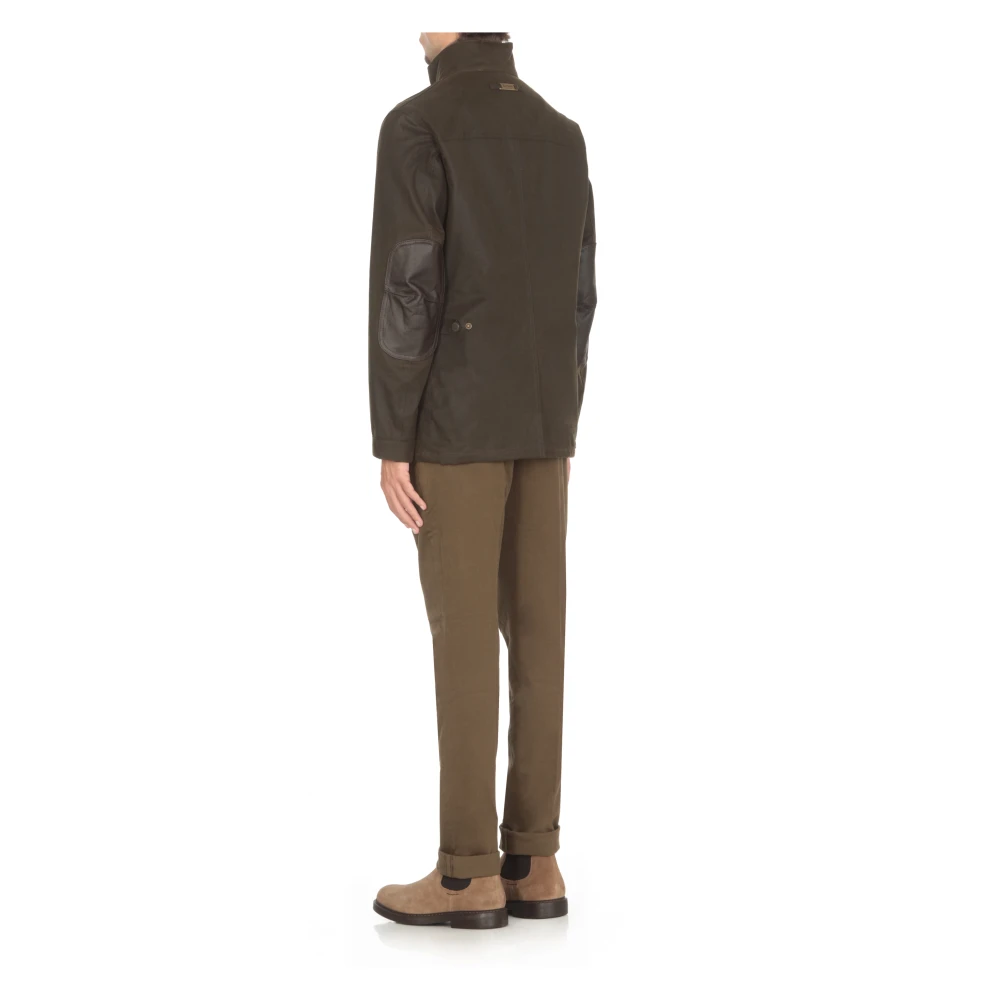 Barbour Groene Gewaxte Katoenen Jas met Hoge Kraag Green Heren