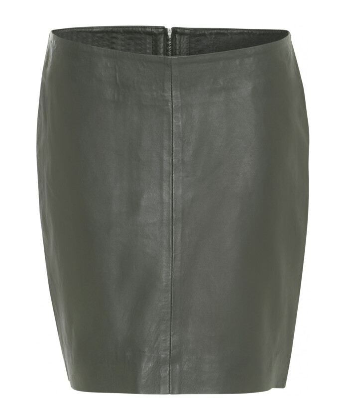 jupe-crayon-courte-en-cuir-army-green