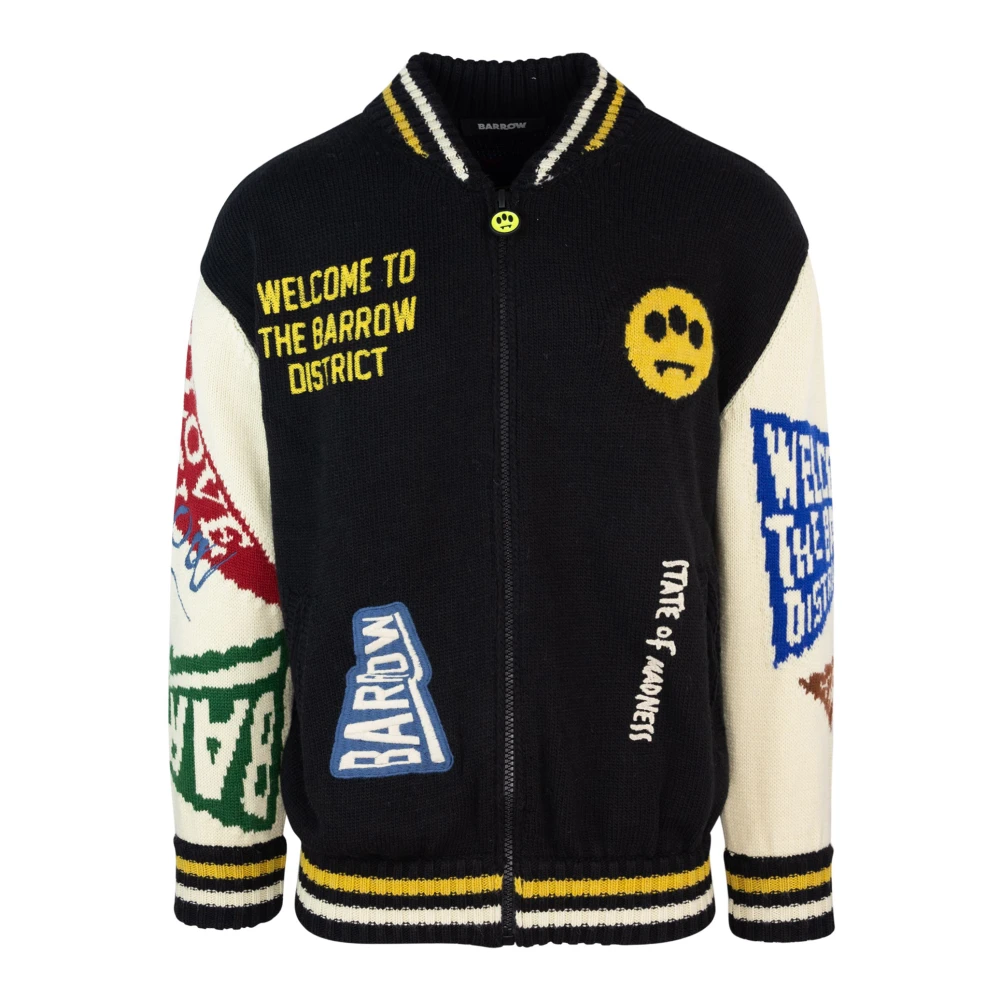 Barrow Zwarte Varsity Jack met Grafische Inzetstukken Black Heren