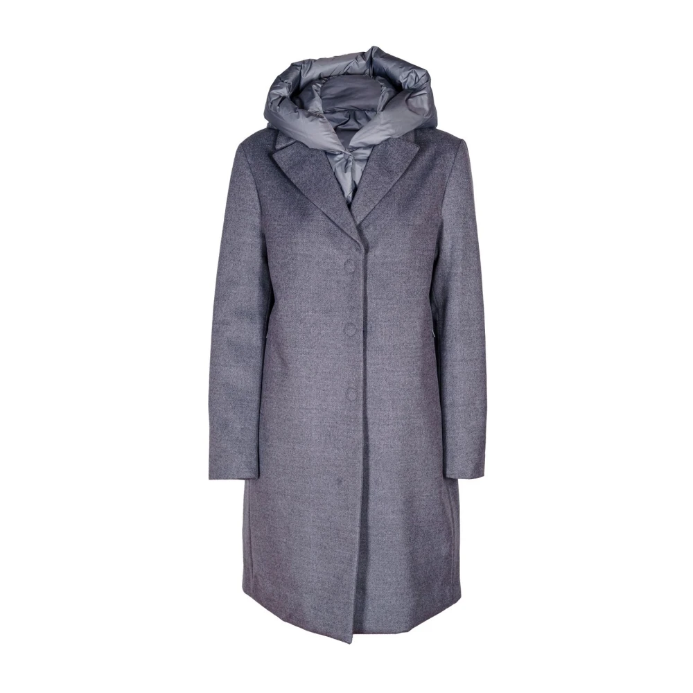Duno Lange wollen jas met afneembare capuchon Gray Dames