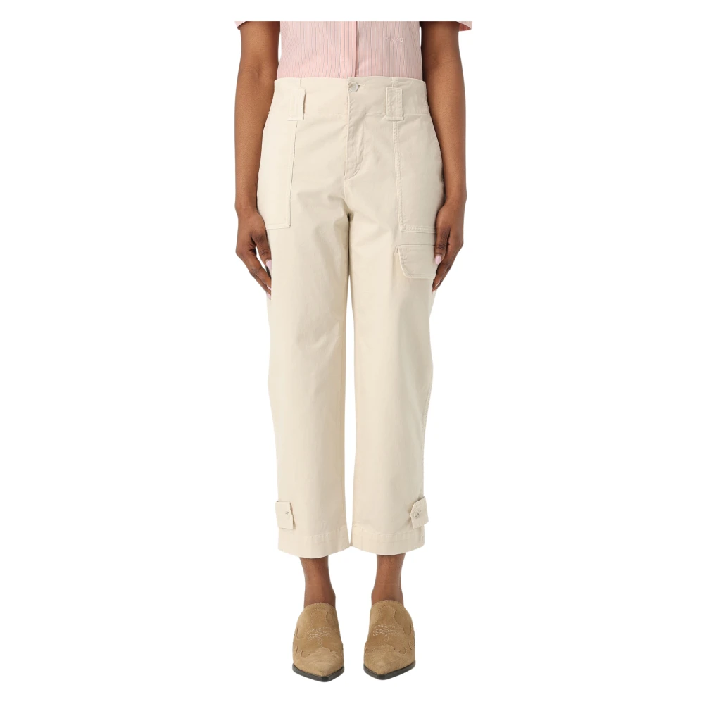 Pinko Women's Beige Cropped Trousers, S, Cropped Trousers