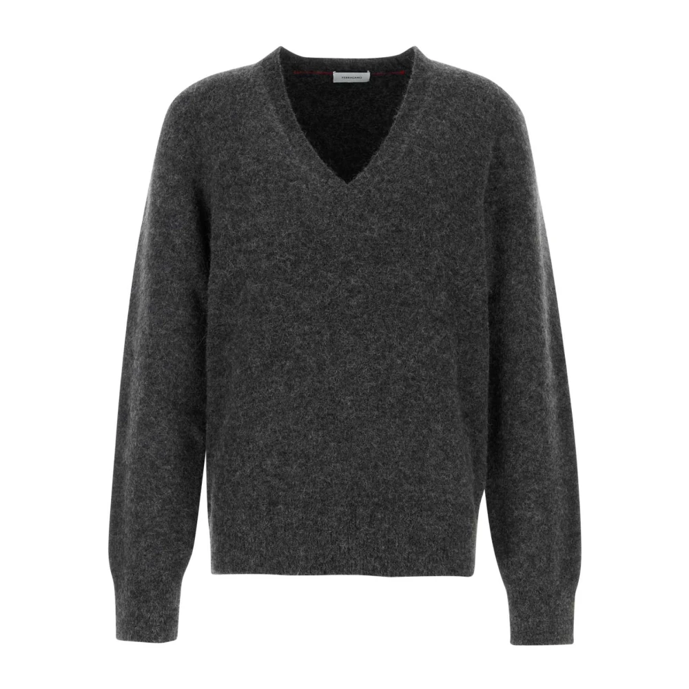 Ferragamo Men's Gray Alpaca Blend Charcoal Sweater