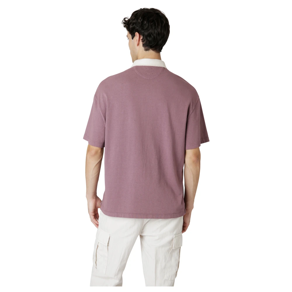 Eleventy Katoenen poloshirt met print Purple Heren