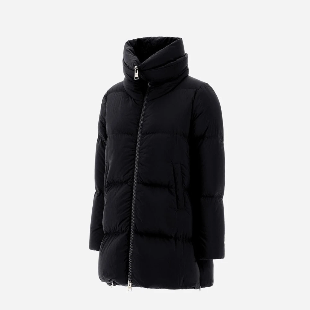 Herno Zwarte Nylon Donsjas met Rits Black Dames