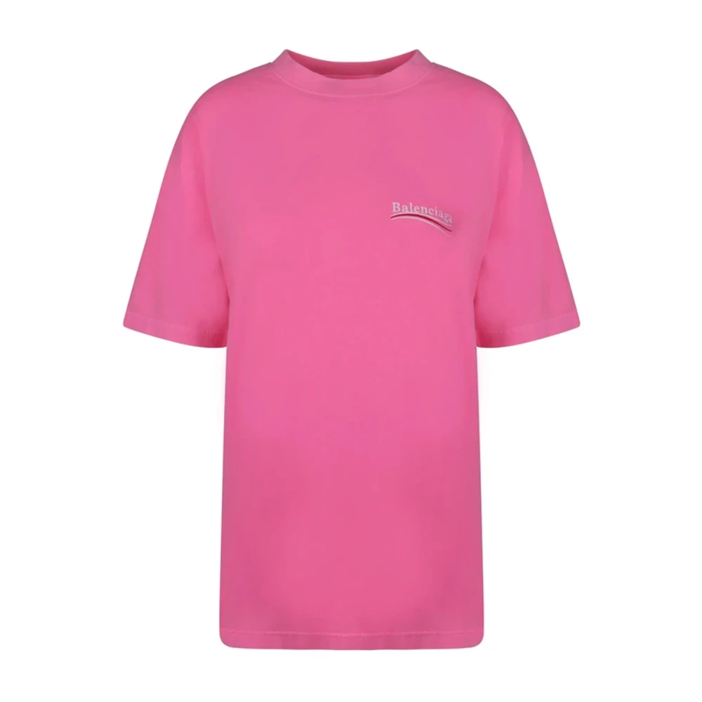 Balenciaga Logo Katoenen T-Shirt Pink Dames
