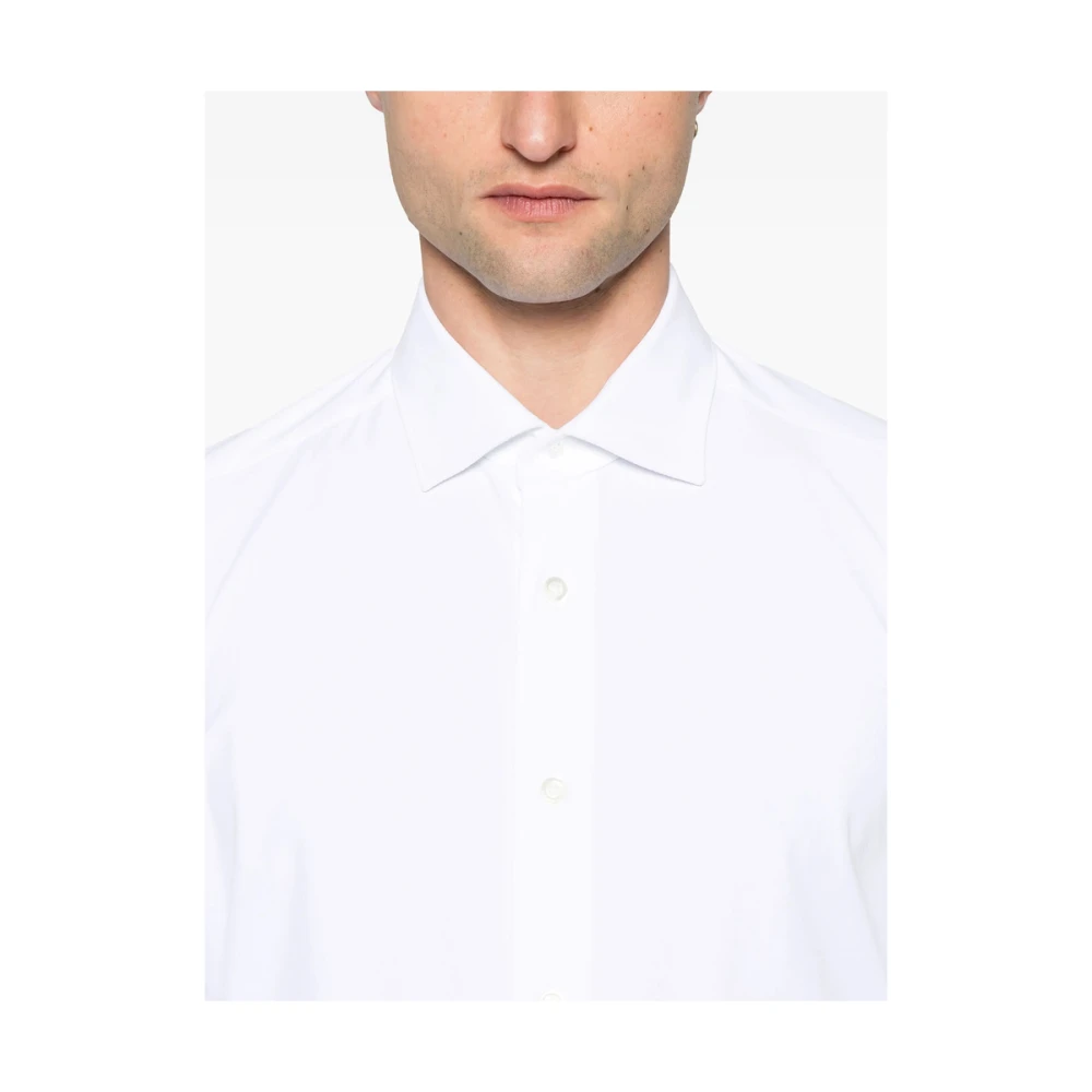 Mazzarelli Witte Knoopshirt Lange Mouwen White Heren