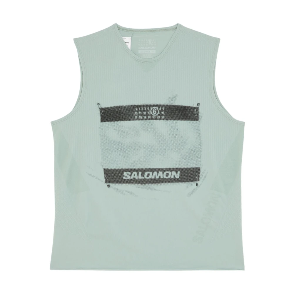 Mm6 Maison Margiela Women's Green Logo Motif Tank Top