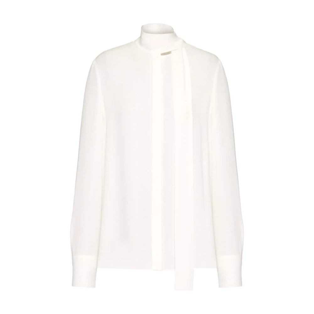 Valentino Garavani Women's Beige Shirt With Scarf Detail - Blouses - M - Blouses & Shirts