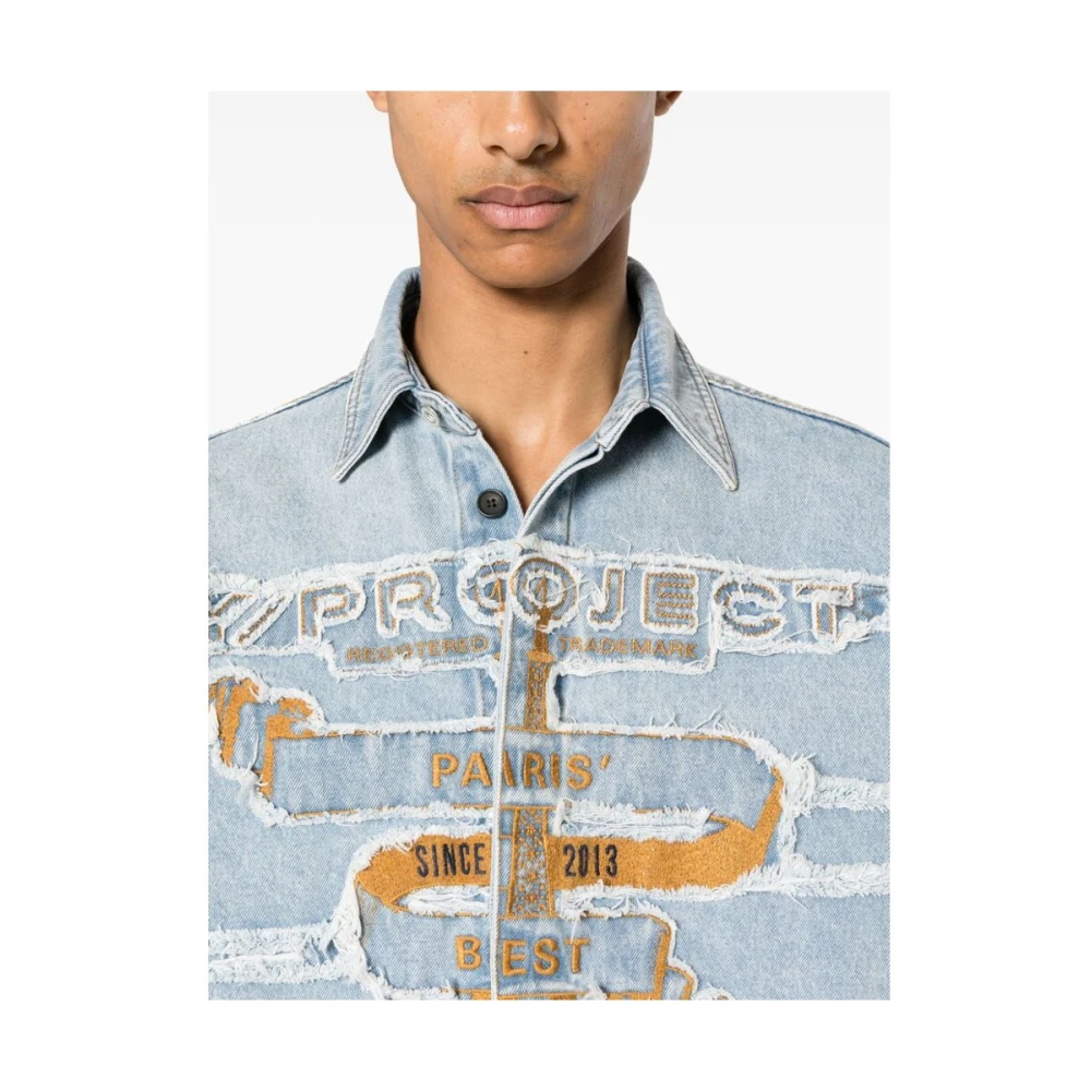 Y Project Denim Overhemd met Distressed Details Blue Heren