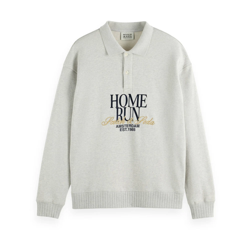 Scotch & Soda Relaxed Fit Polo Sweatshirt Gray Heren