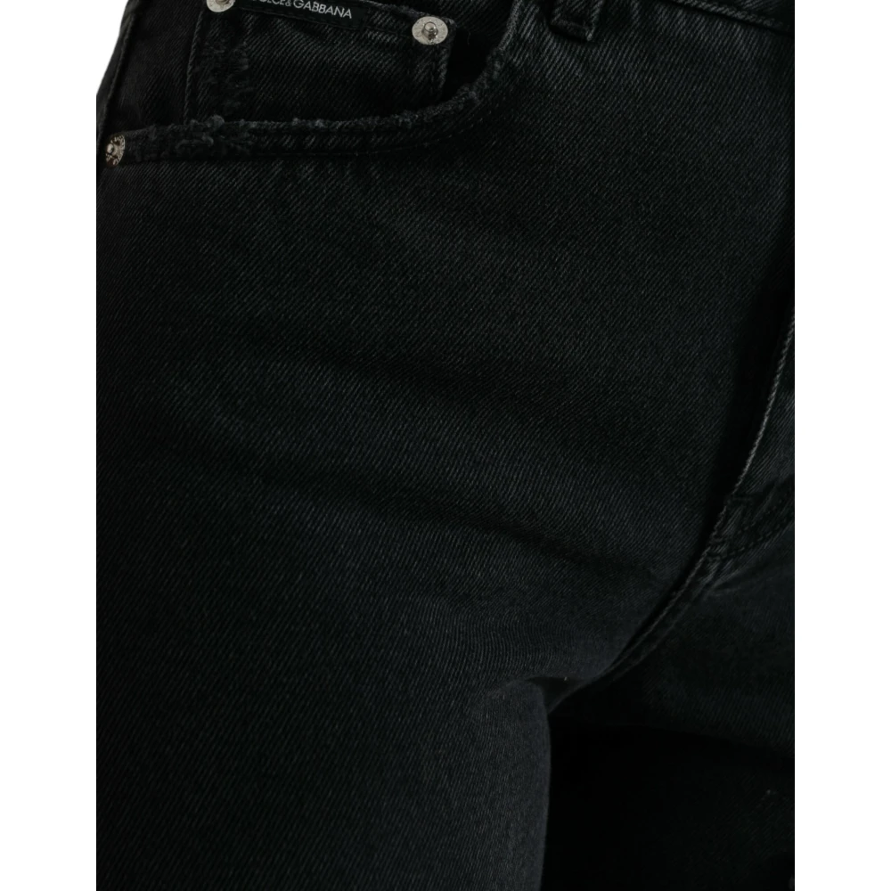 Dolce & Gabbana Elegante Zwarte High-Waisted Stretch Jeans Black Dames