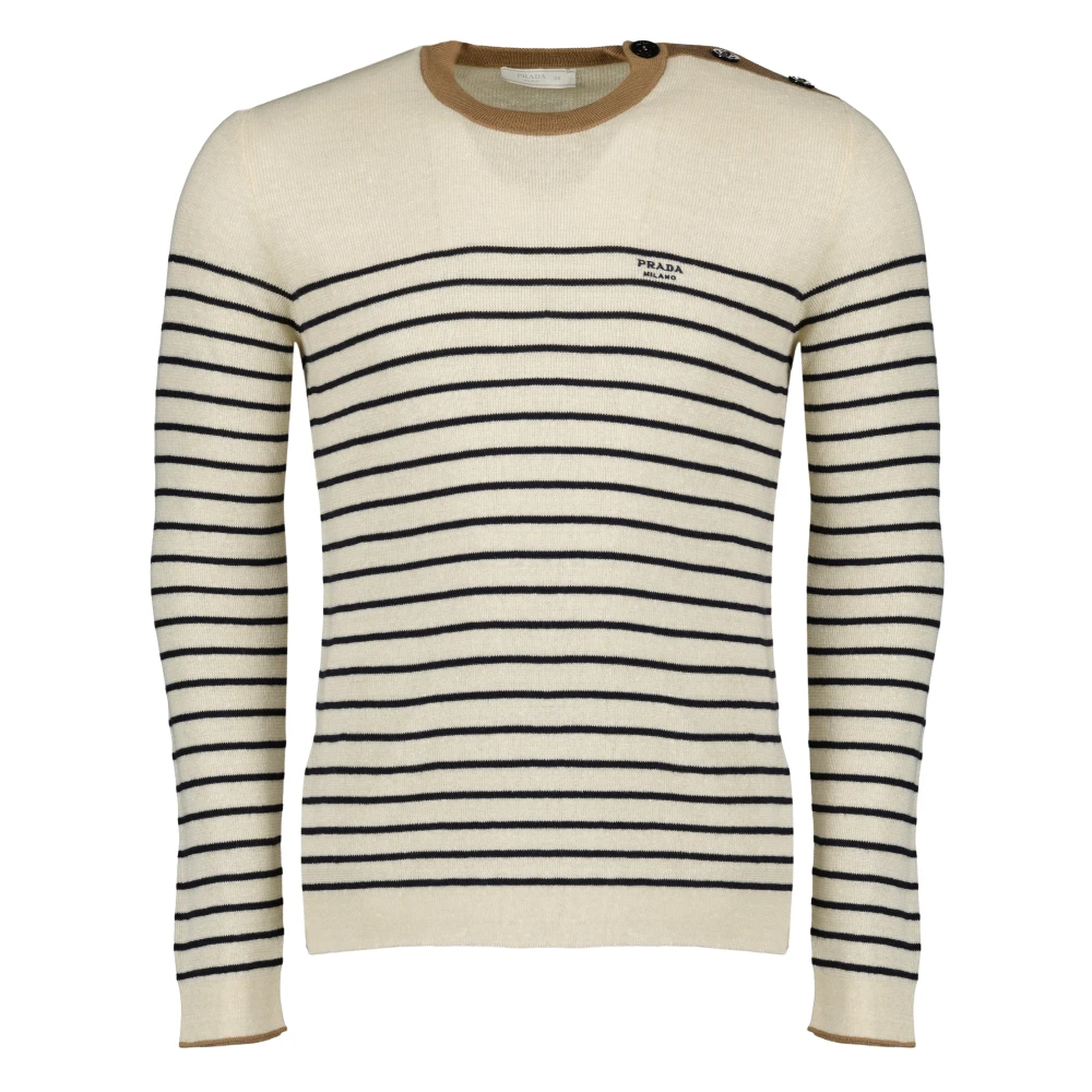 Prada Round-Neck Knitwear - Male - Round-Neck Knitwear - Beige - S - Knitwear