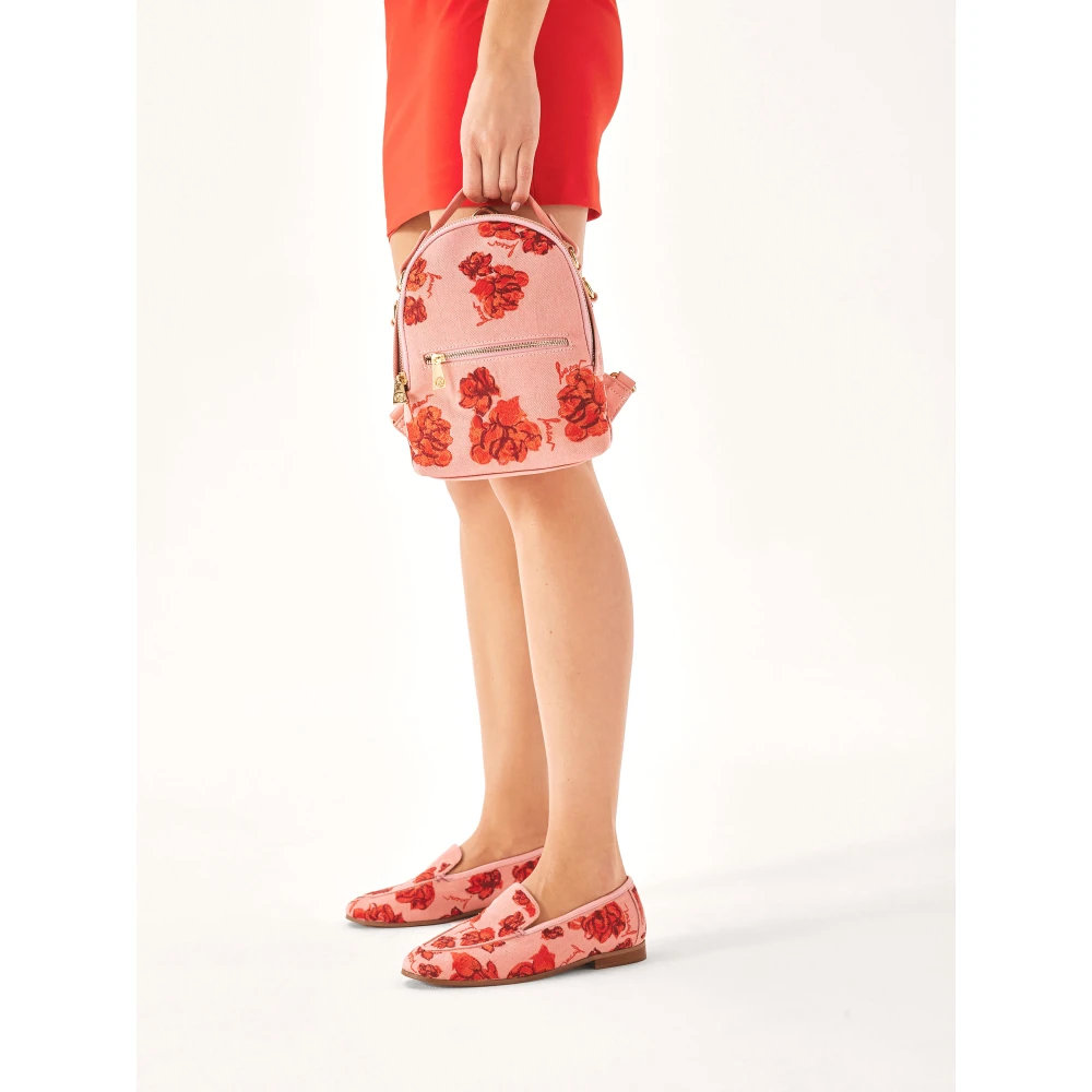 Kazar Roze bloemenstof 2-in-1 rugzak Multicolor Dames
