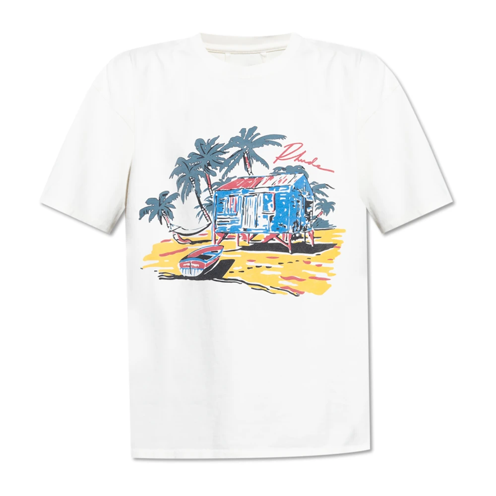 Rhude T-shirt met print Beige Heren