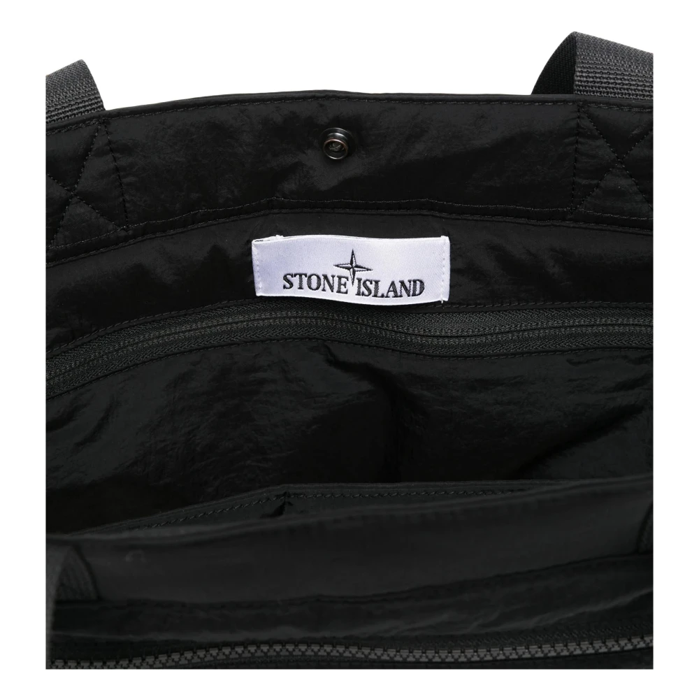 Stone Island Kompas-Motief Tote Tas Black Heren