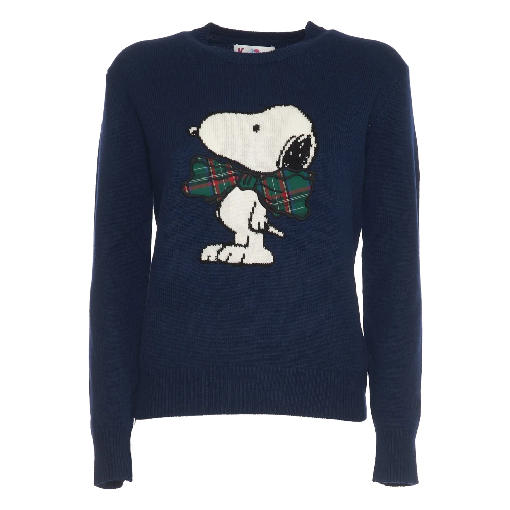 MC2 Saint Barth Blauwe Snoopy Print Gebreide Trui Blue Dames