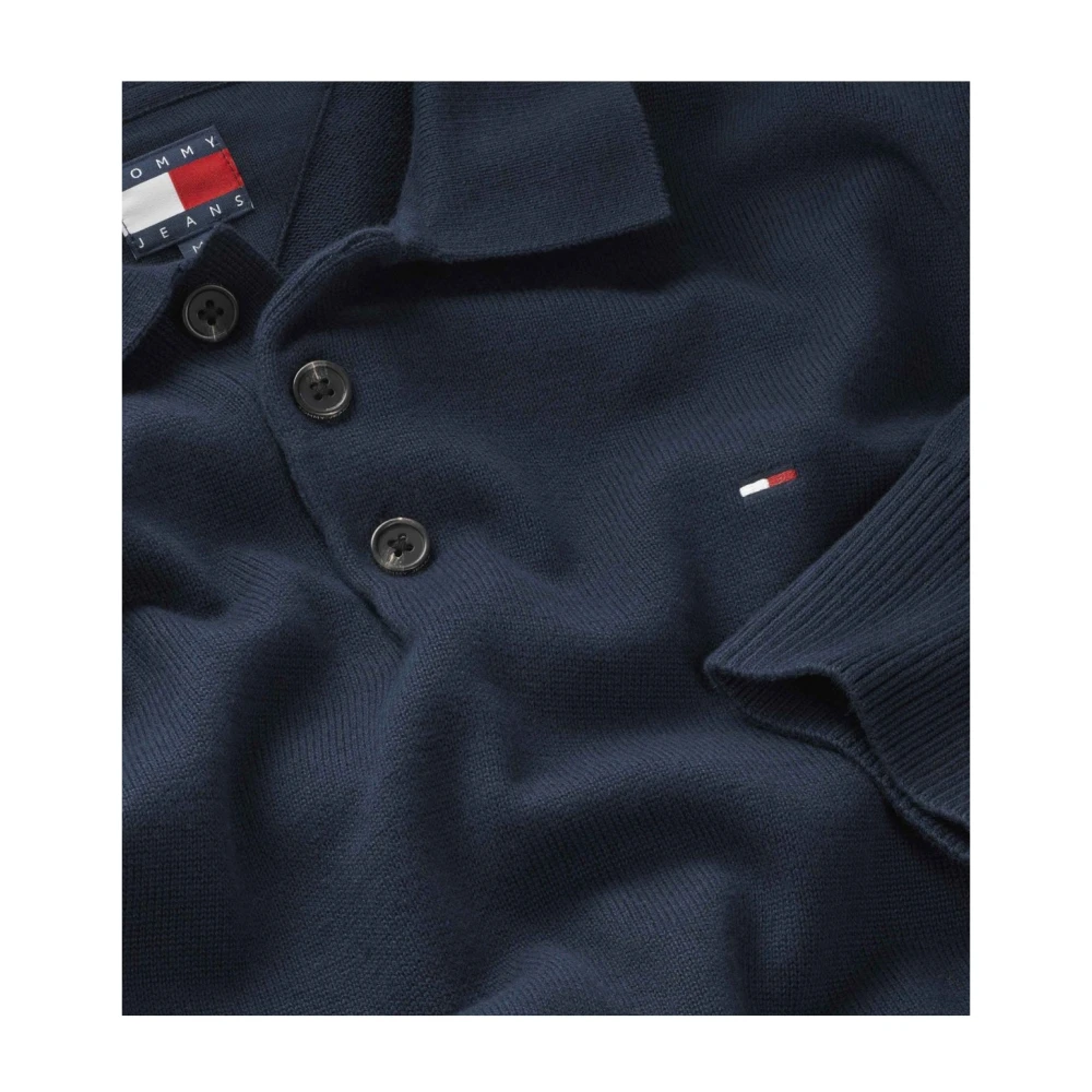 Tommy Jeans Logo Katoen Polo Sweater Klassiek Blue Heren