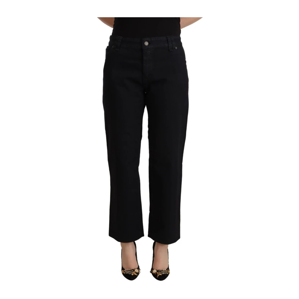 John Galliano Black Elegant High Waist Cropped Jeans - Female - Straight Fit Jeans - W30 - Jeans