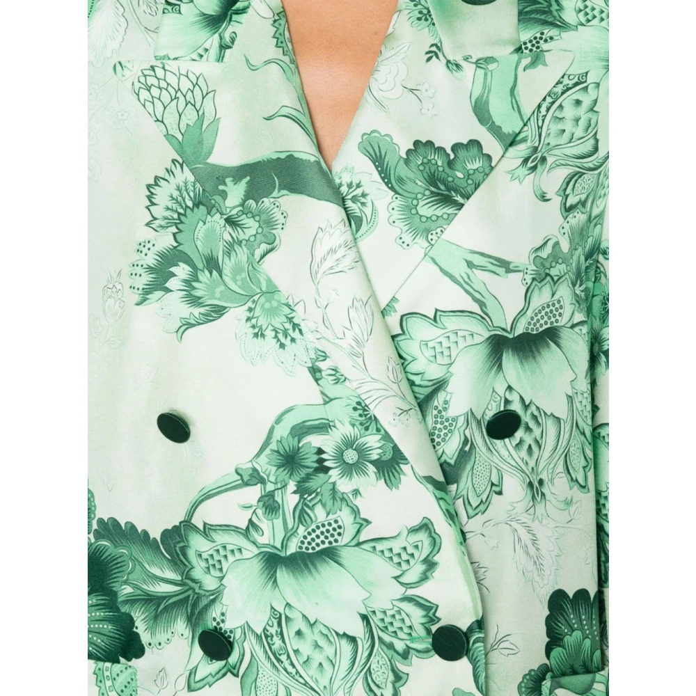 F.r.s For Restless Sleepers Groene Zijden Jas met Bloemenprint Green Dames