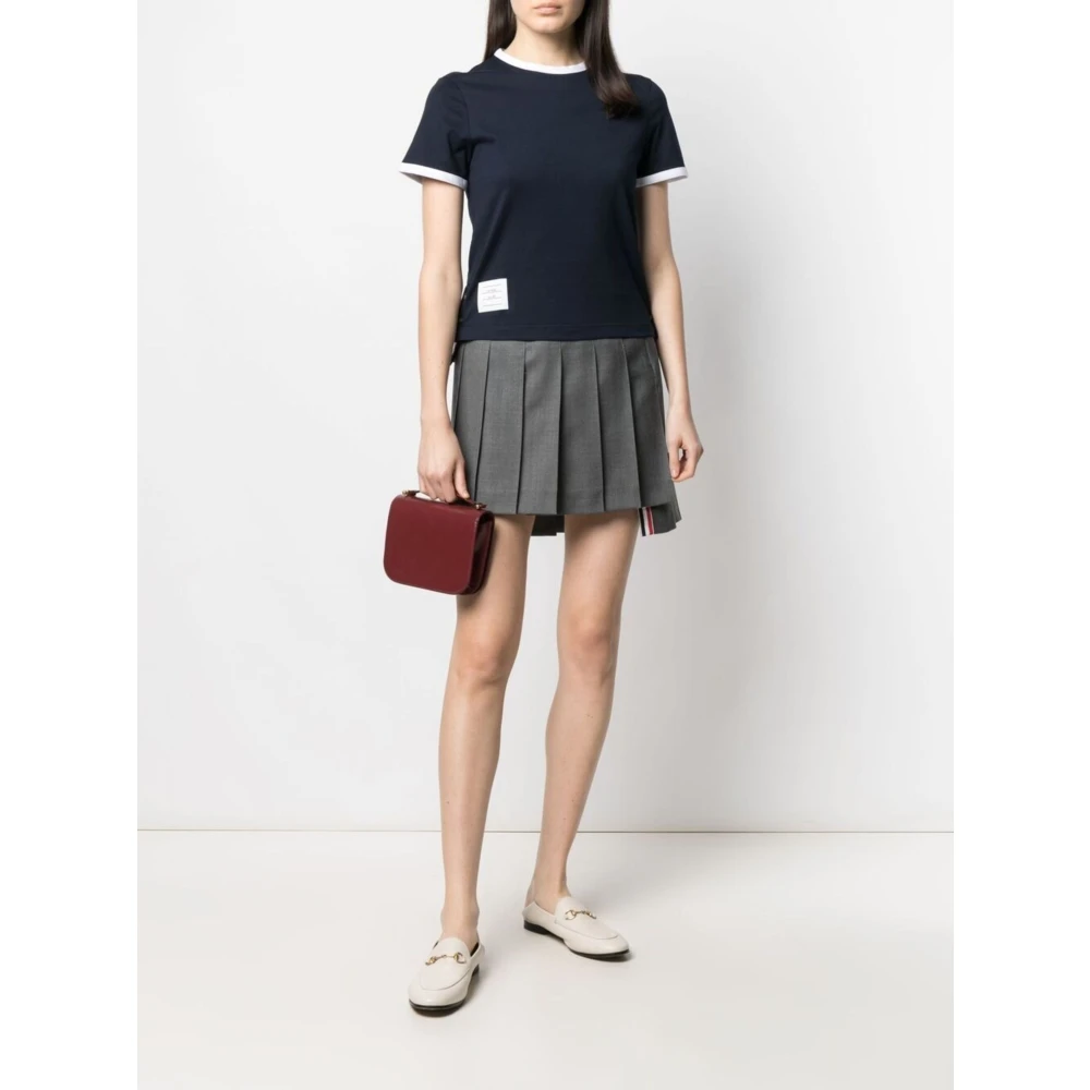 Thom Browne Gestreepte korte mouw mode tee Blue Dames