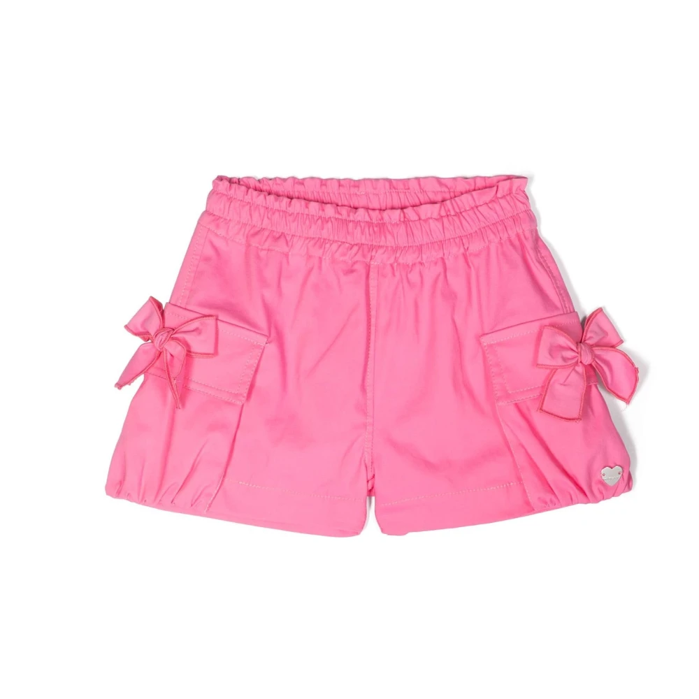 Monnalisa Rosa Båge Twill Shorts Pink, Flicka