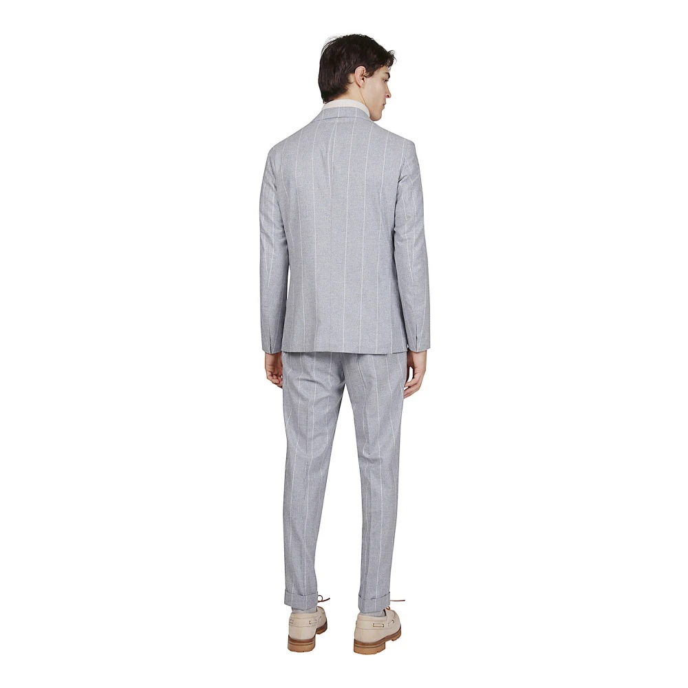 Eleventy Wol Zijde Kasjmier Single-Breasted Pak Blue Heren