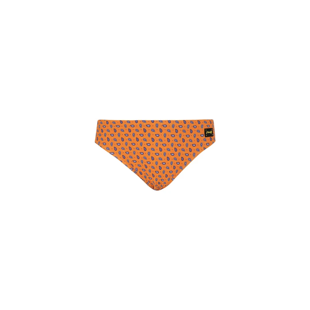 F**k Micro Patroon Polyester Slip met Trekkoord Taille Orange Heren