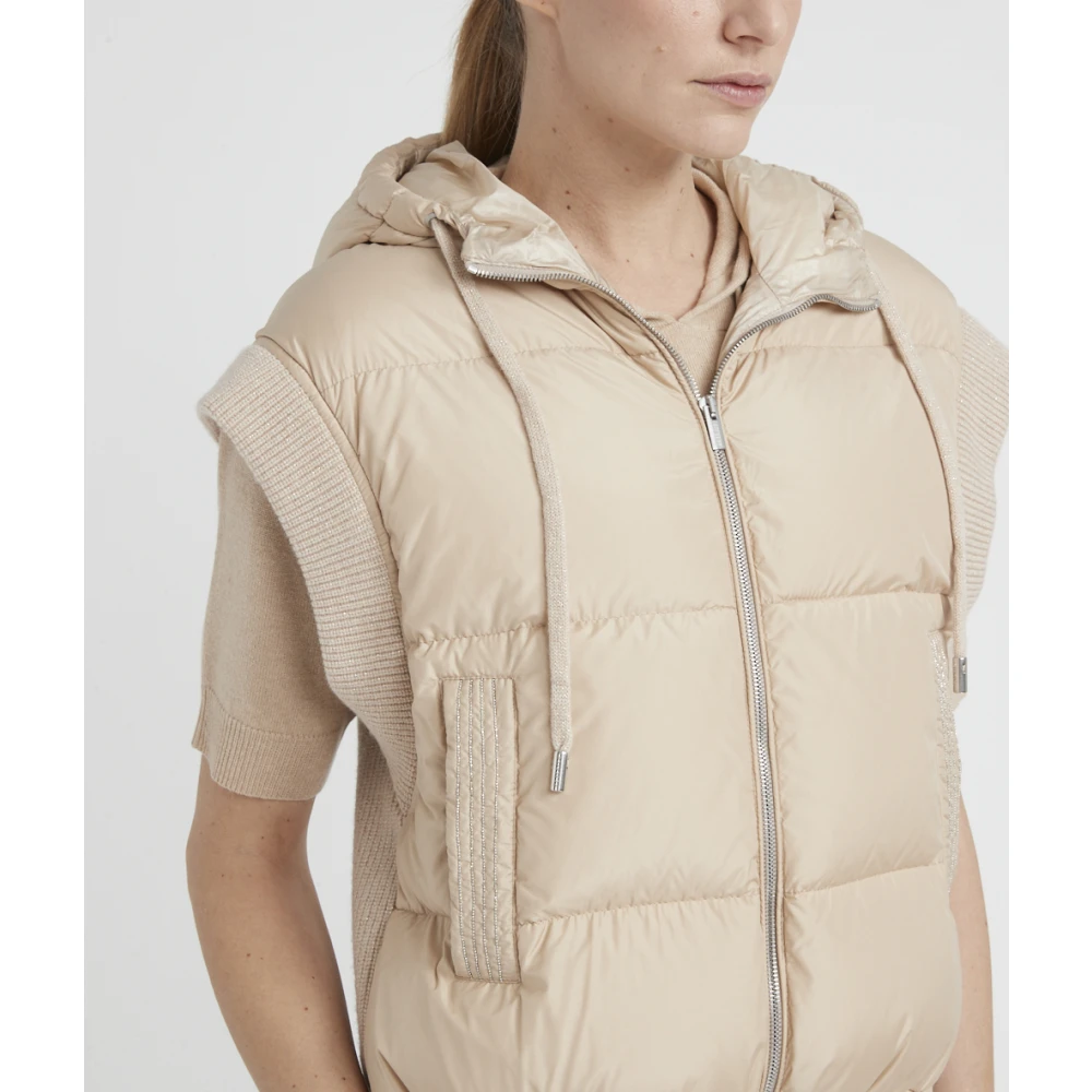 PESERICO Dons bodywarmer met wol en microvezel capuchon Brown Dames