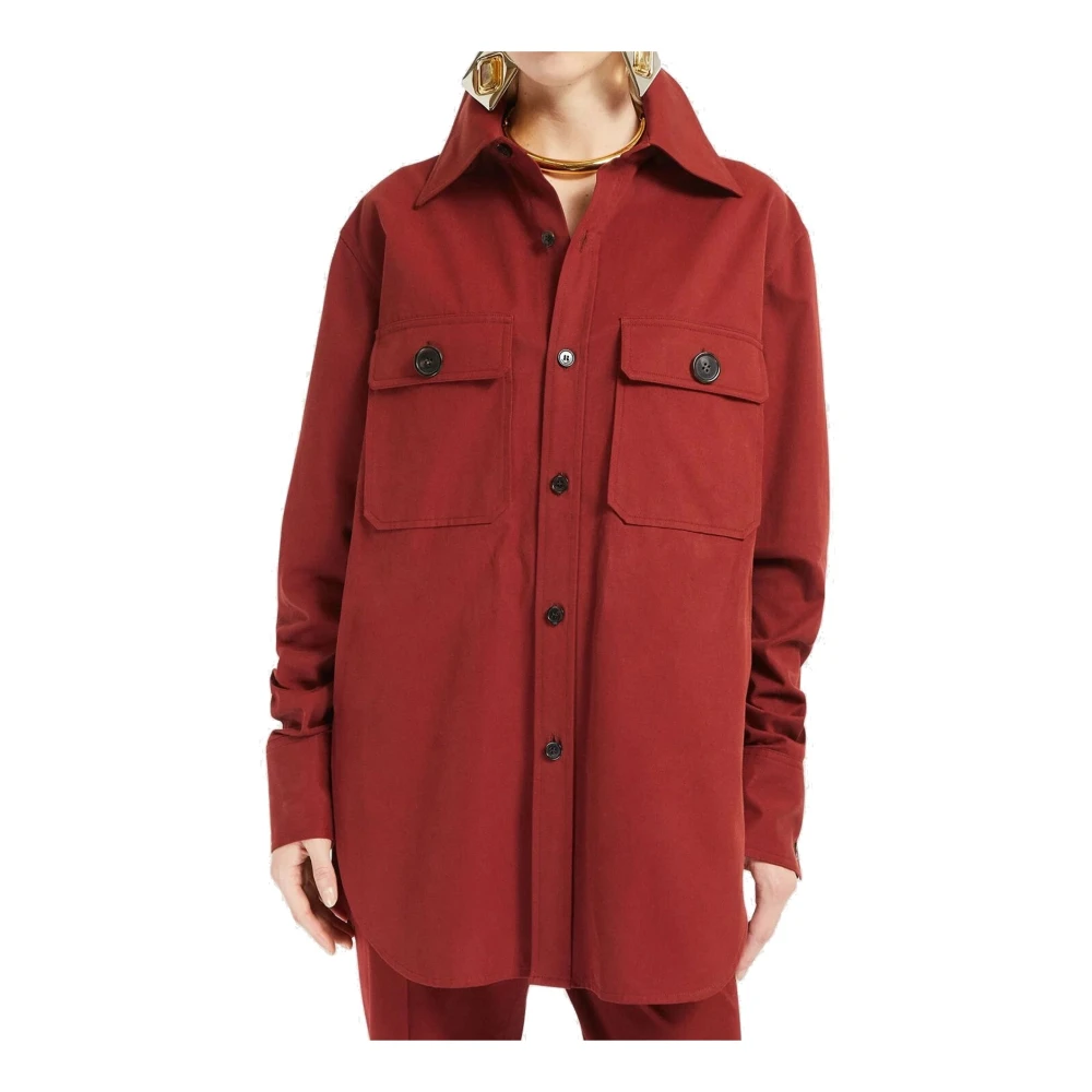Saint Laurent Rode Katoenen Overhemd Elegant Stijlvol Red Dames