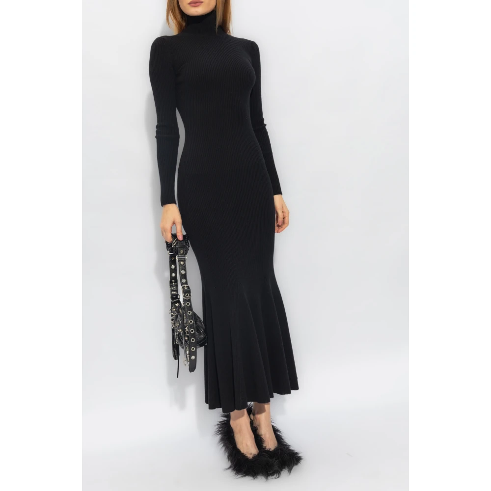 Balenciaga Geribbelde Jurk Black Dames