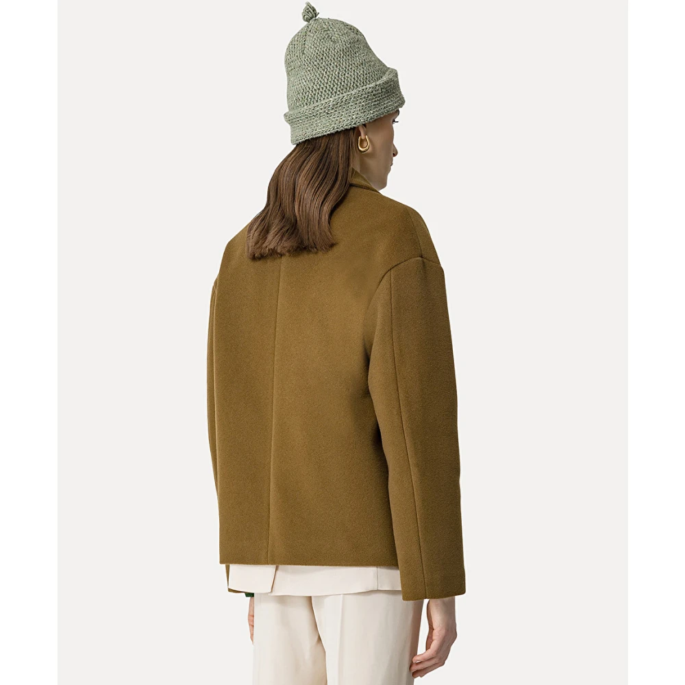 Forte Kasjmier Peacoat met Metalen Knopen Brown Dames