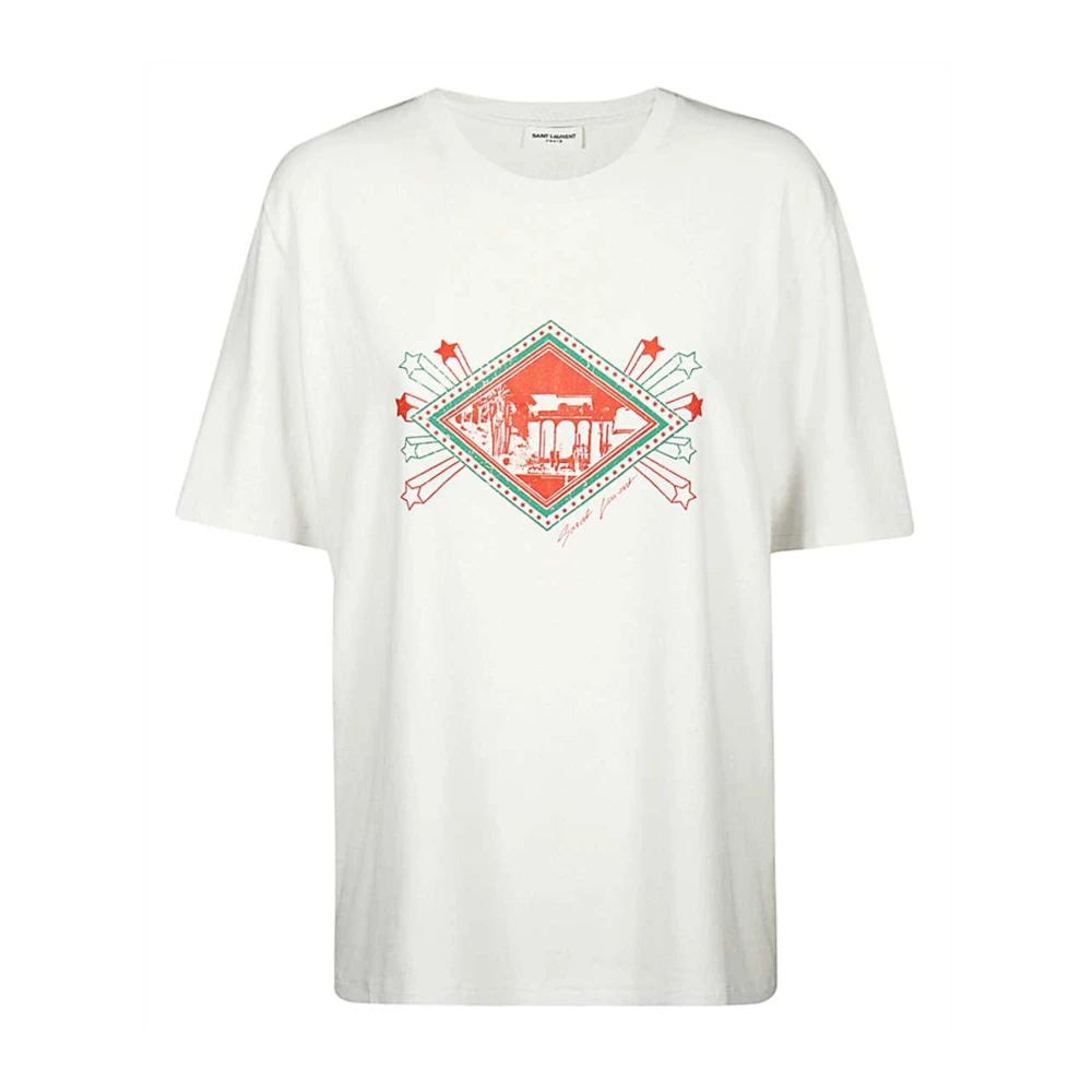 Saint Laurent Grijze Logo T-Shirt Aw22 Gray Dames