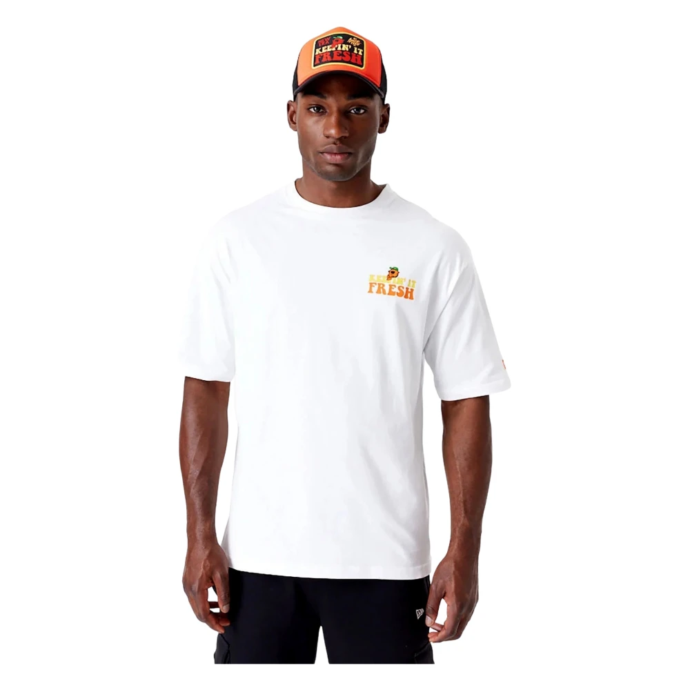 new era Witte Fruit Grafische Tee White Heren