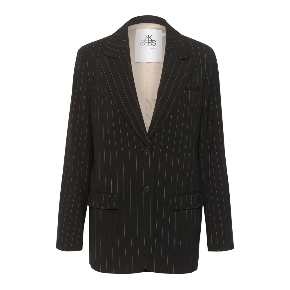 Karen by Simonsen Gestreepte Blazer Jas Meteoriet Black Dames