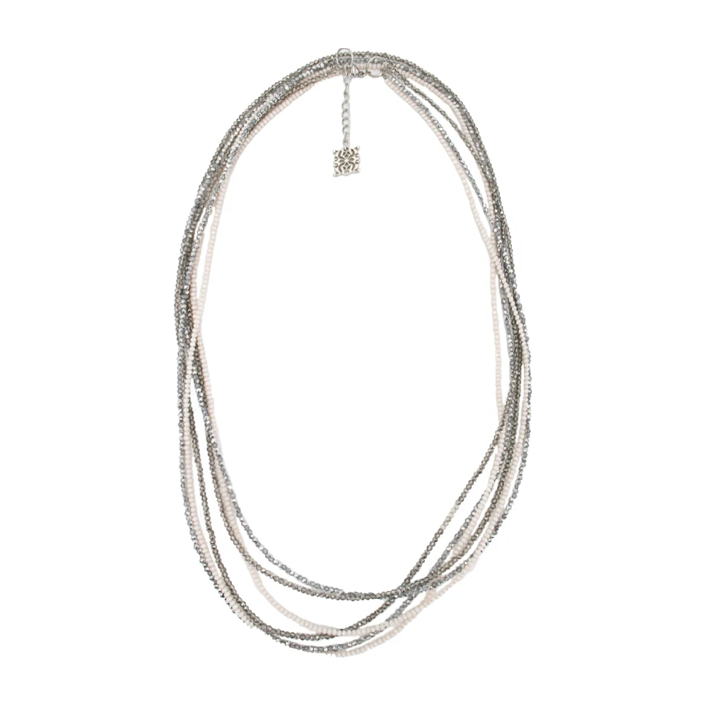 Panicale Facetterad Diamant Halsband i Silver och Naken Beige, Dam