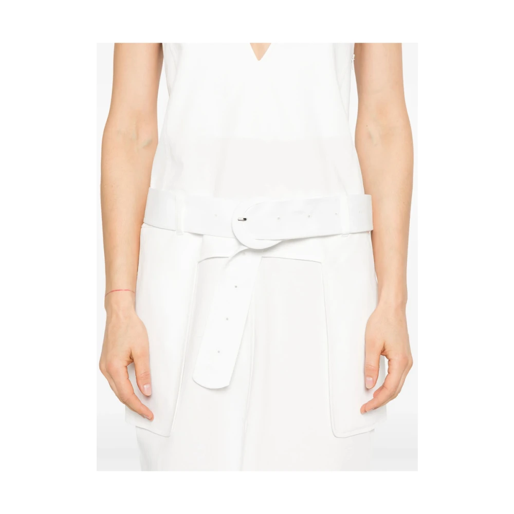 LOW Classic Witte Jurk met Riem en Voorsplit White Dames