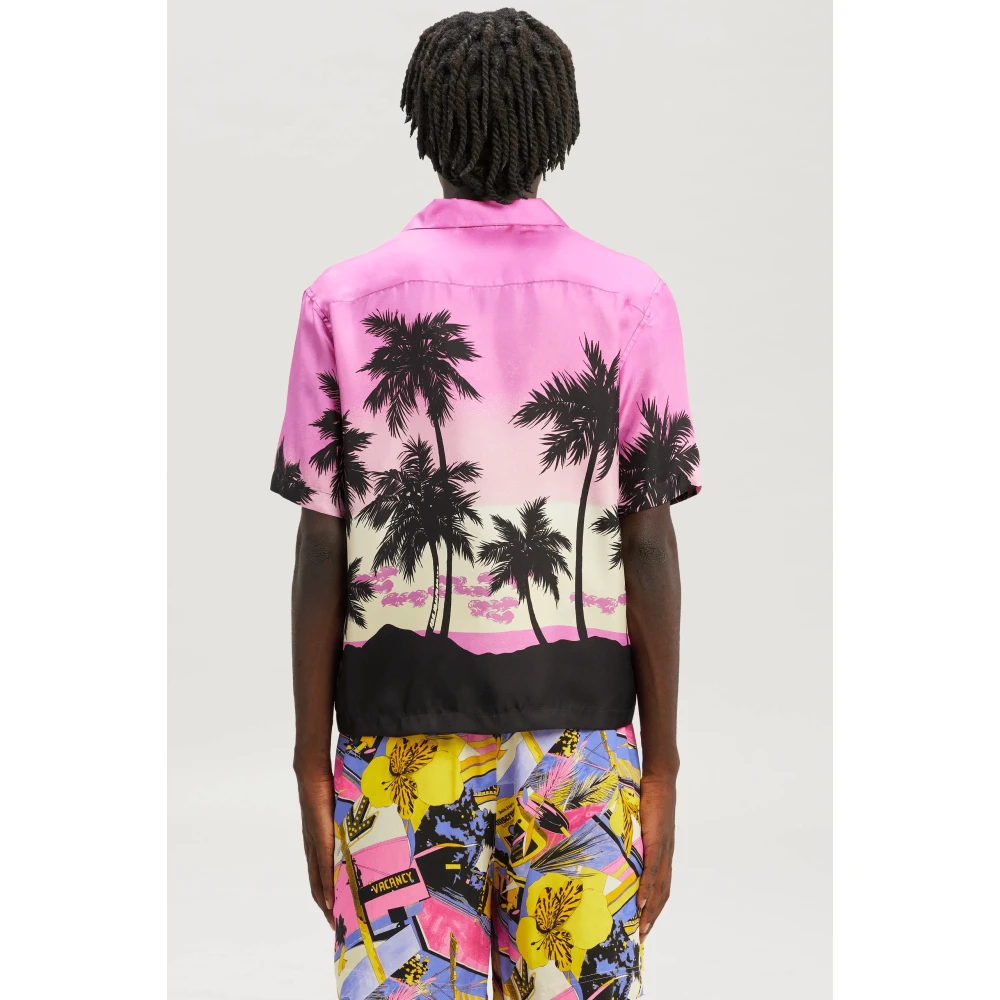 Palm Angels Roze Sunset Grafische Bowling Shirt Multicolor Heren