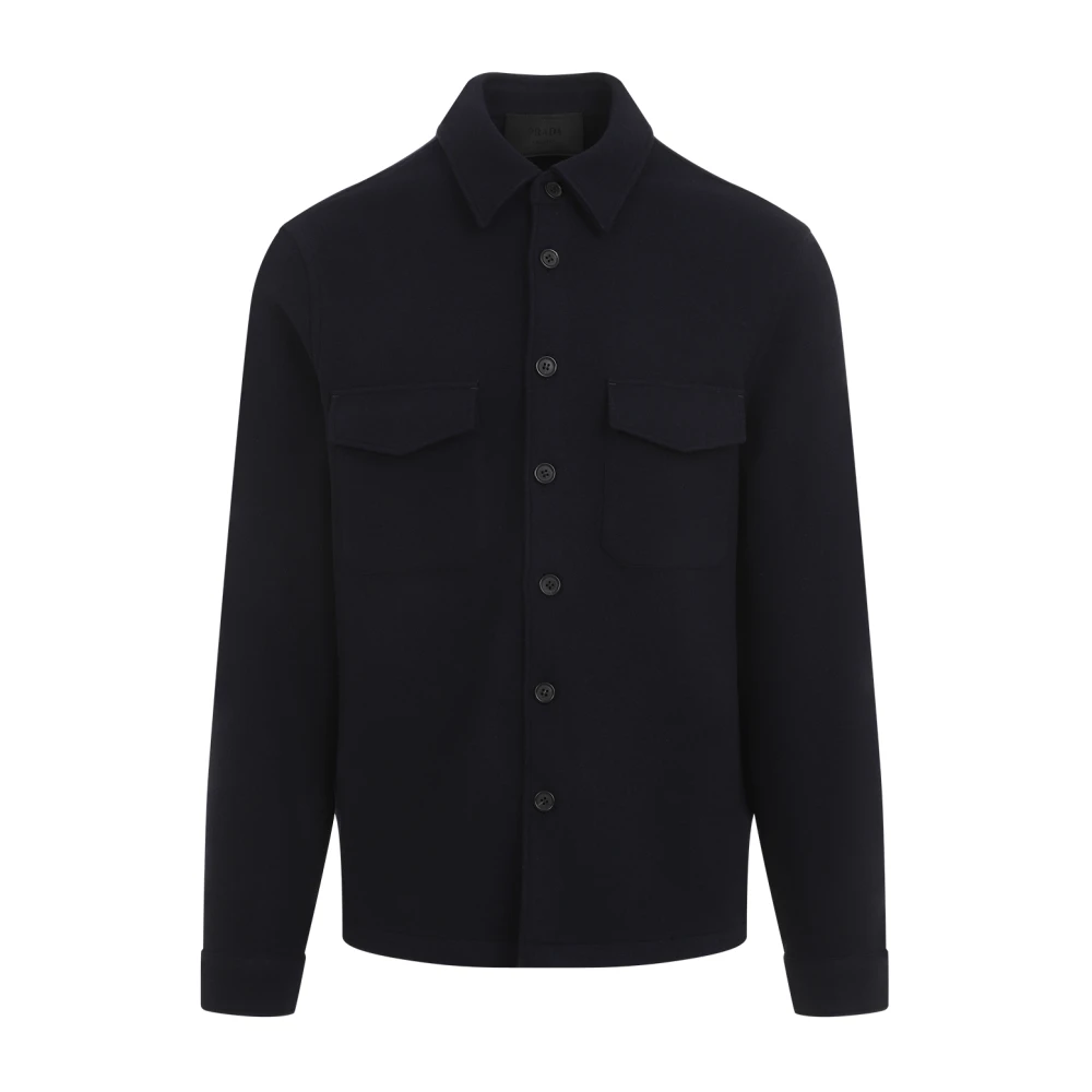 Prada Blauw Overhemd Aw24 Elegante Stijl Blue Heren