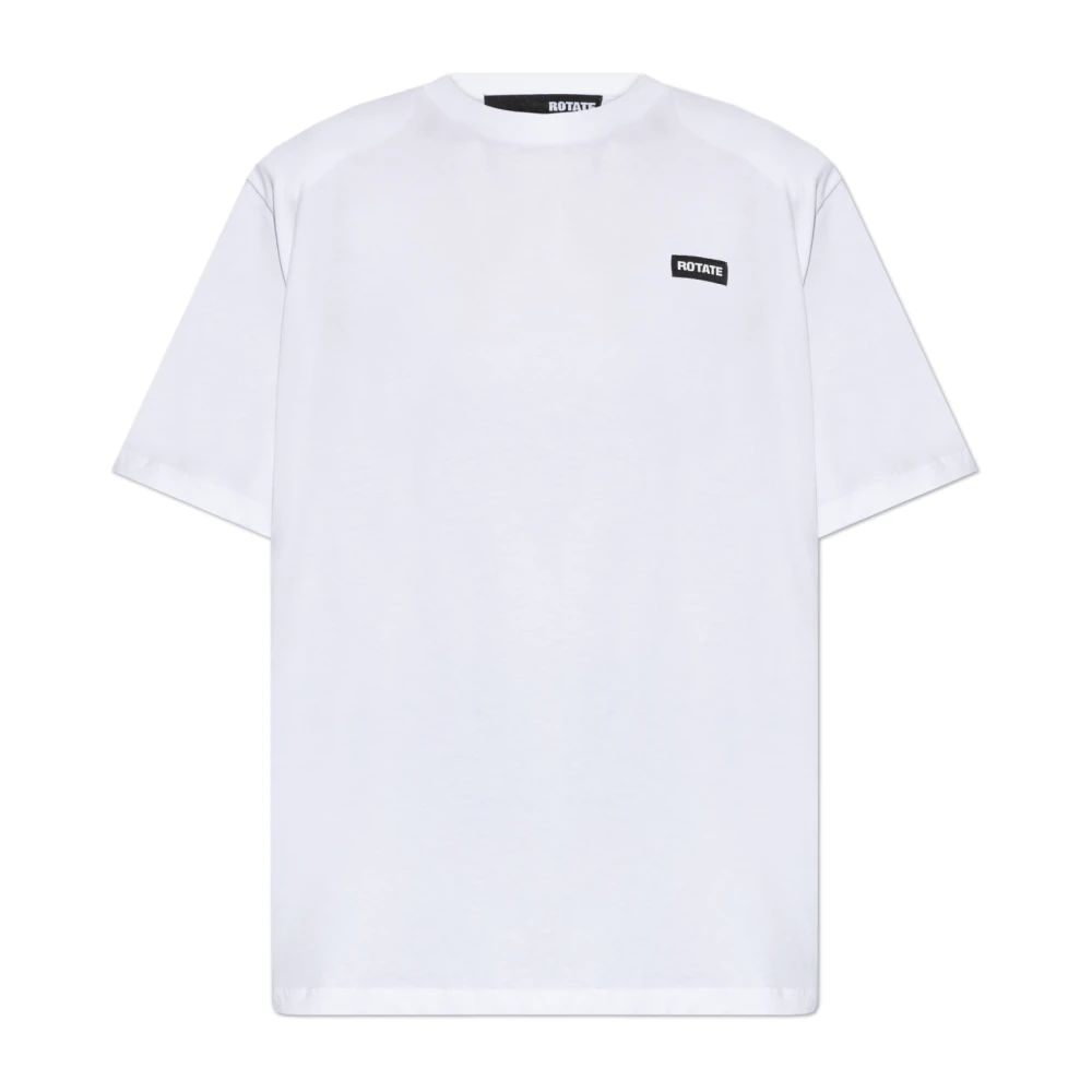 Rotate Birger Christensen T-shirt met Afneembare Schoudervullingen White Dames