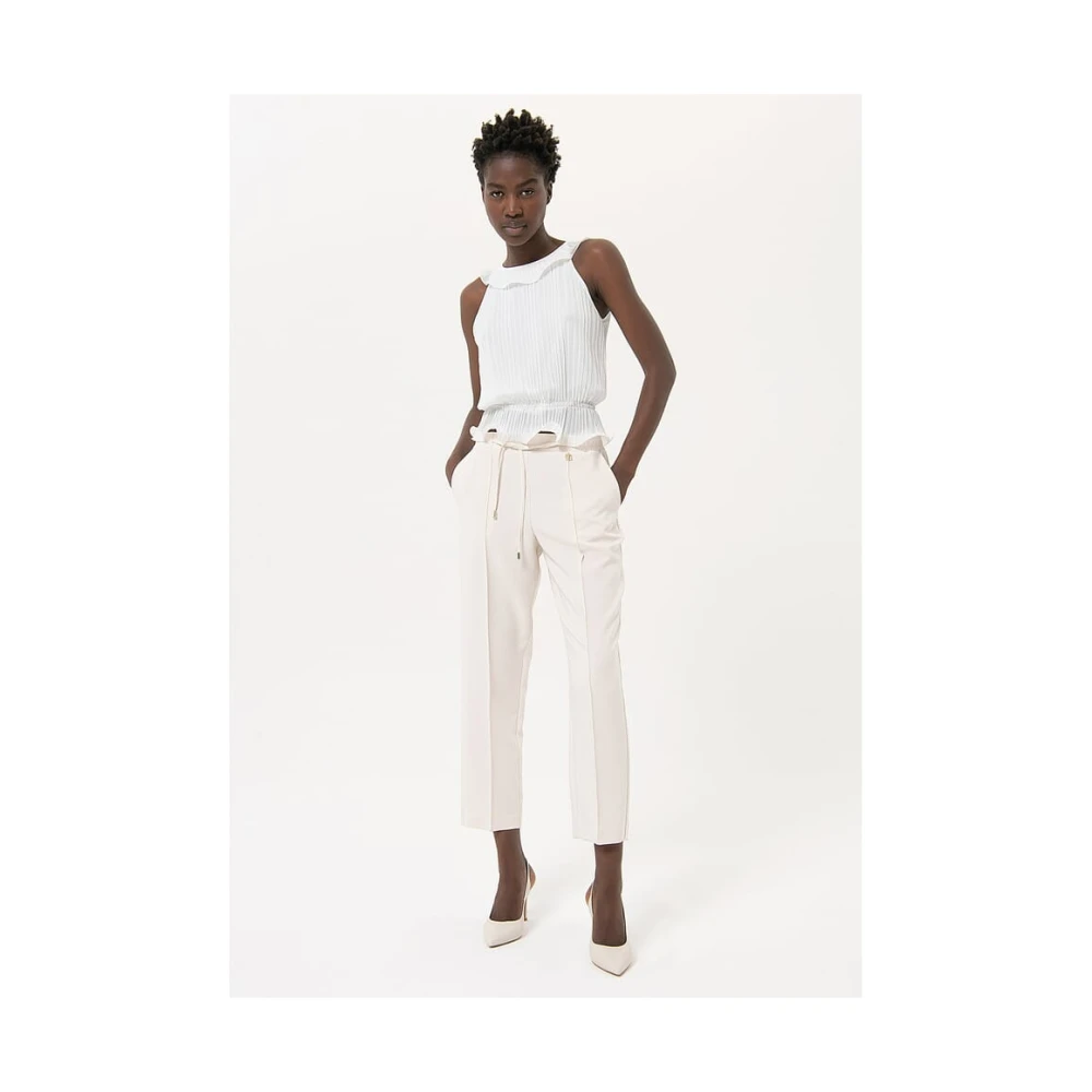 Fracomina Jogger-stijl Hoge Taille Broek White Dames