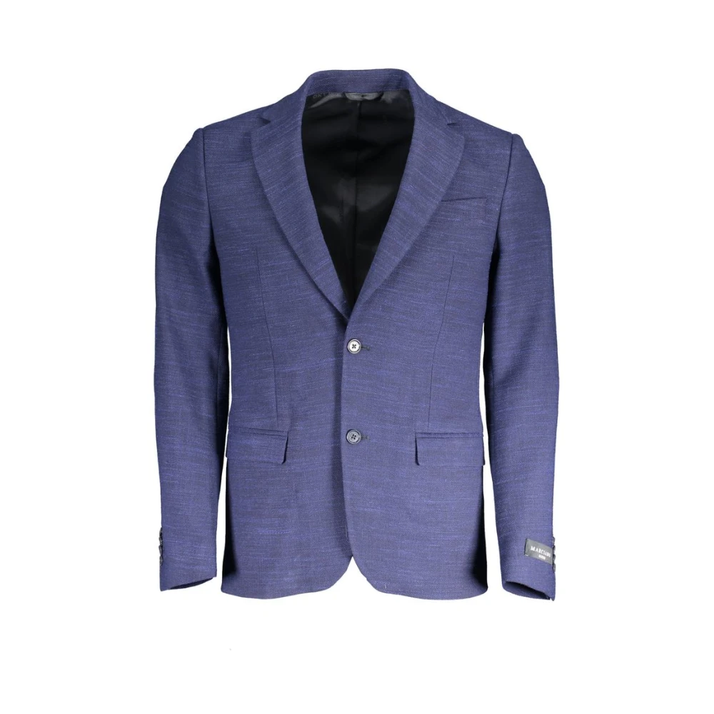 Guess Klassieke Blauwe Polyesterjas met Zakken Blue Heren